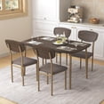 thumbnail image 3 of SESSLIFE 5 Pieces Dining Table Set, Modern Kitchen Wood Table and 4 Chairs for Breakfast Small Spaces, Walnut, 3 of 8