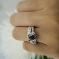 thumbnail image 2 of 1.35 Carat (ctw) 10K White Gold Princess Cut Black Cubic Zirconia & Round White Diamond Ladies Split Shank Halo Style Br, 2 of 4