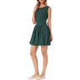 thumbnail image 4 of INSPIRE CHIC Polka Dot Dress for Women's Summer Sleeveless Crew Neck Mini Dress Trendy M Dark Green, 4 of 5