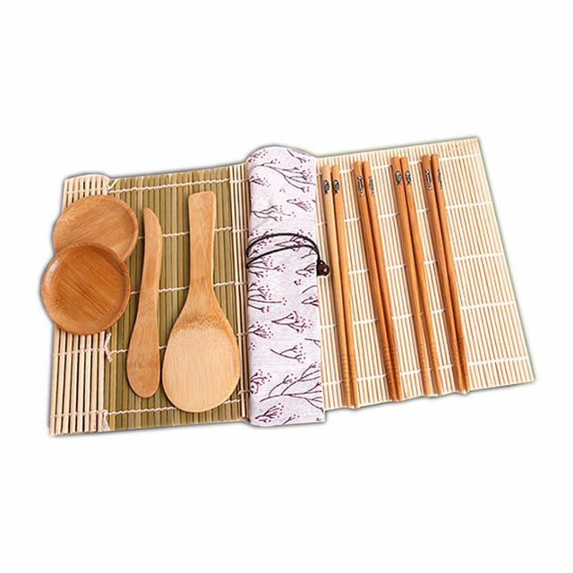 Juego de sushi DIY, juego de cortina de sushi, palillos, plato de sushi y cuchara de arroz