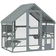 thumbnail image 6 of Kepooman Cat House, Cat Catio,Outdoor Cat Enclosure with Waterproof Cover, 2 Condos, 4 Platforms, Bridge, Doors, Gray, 6 of 11