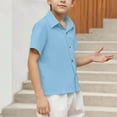 thumbnail image 5 of Mgmyaa Boys Button Down Shirts Kids Short Sleeve Collared Blouses Casual Tops with Pockets, 5 of 8