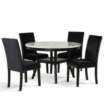 New Classic Furniture Celeste 5-Pc Faux Marble/Wood Dining Set w/ 4 Chair-Black