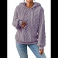thumbnail image 2 of Suéter Holgado de Franela con Capucha para Mujer, Larga y Cálido para Invierno Púrpura S, 2 of 8