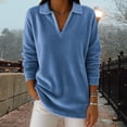 thumbnail image 2 of Womens Pullover,Casual Fashion Fall Winter Solid Color Long Sleeve Lapel Loose Comfortable,Womens Fall Wear, 2 of 9