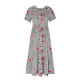 thumbnail image 3 of Jusqu'à 65 % de Réduction! Robes de Mode d'Été pour Femmes 2024 Grande Taille Manches Courtes Col Rond Ample Imprimé Couleur Longue Robe, 3 of 4
