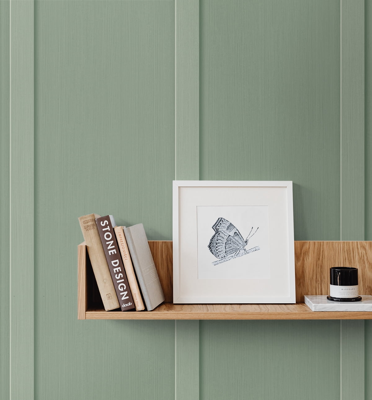 Seabrook Designs  Faux Board & Batten Prepasted Wallpaper 20.5 in. W x 33 ft. L - Sage Green