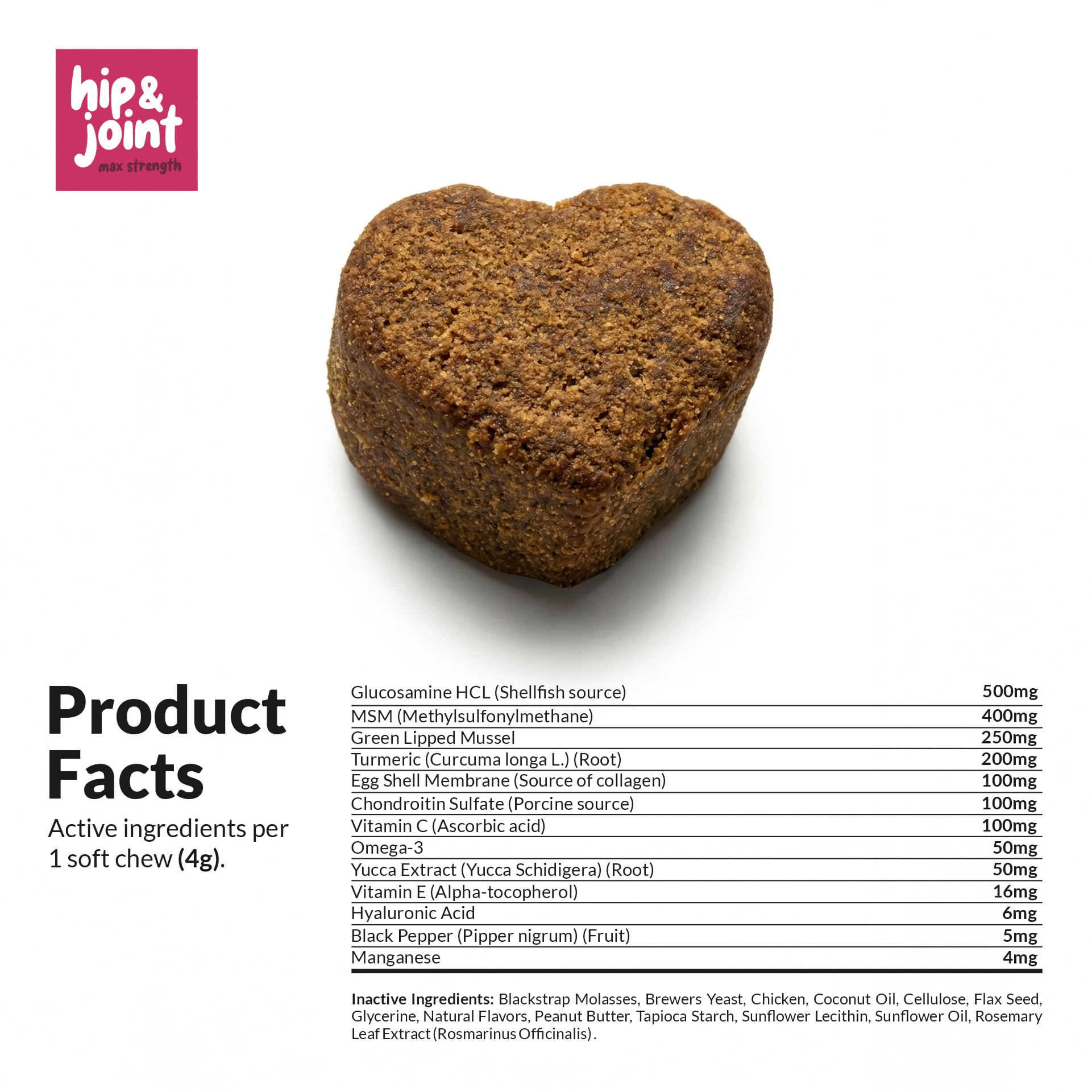 Hip and Joint Support for Dogs - Hyaluronic Acid for Dogs - 90 Soft Chews