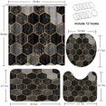 thumbnail image 2 of Juego de cortina de ducha de mármol con tapa de inodoro y alfombras antideslizantes para baño, juego de 4 cortinas de ducha de mármol negro y dorado, juego de baño de arte antiguo abstracto moderno, 2 of 7