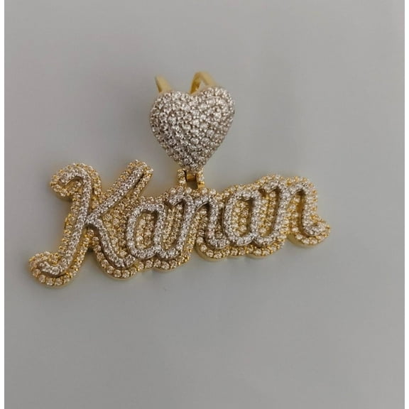 Custom Name Pendant - Yellow Gold-Plated Sterling Silver with Moissanite Stone, Personalized Jewelry, Elegant Name Necklace