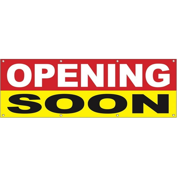 2x6 Feet OPENING SOON Banner Fabric Polyester Sign with Grommets ryb