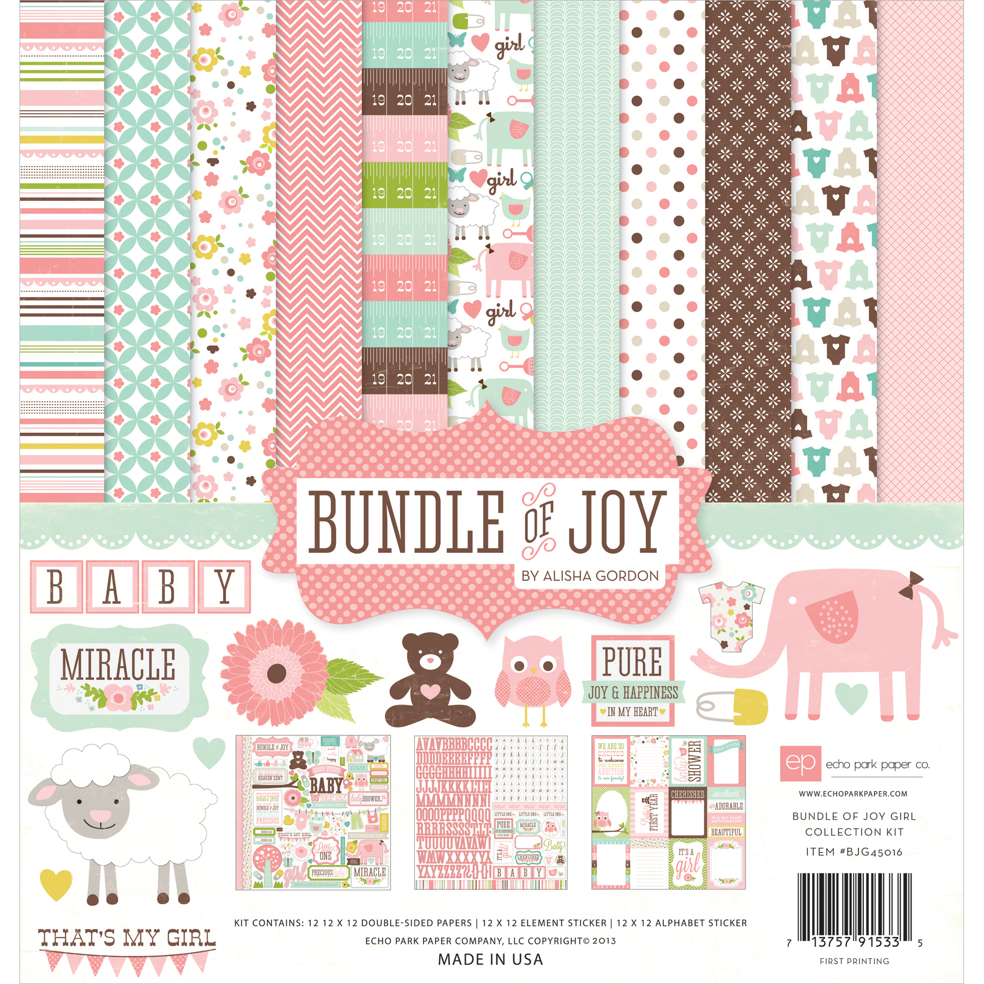 Echo Park Paper BJG45016 Bundle of Joy Girl Collection Scrapbooking Kit