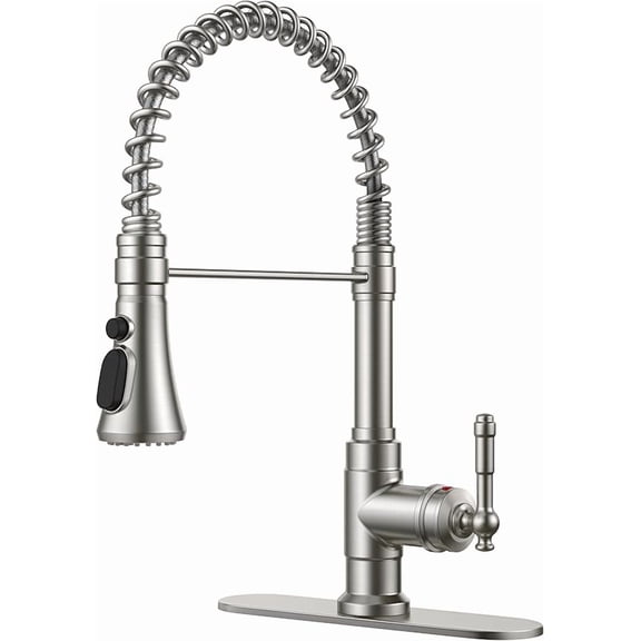 Black Kitchen Faucet with Pull Down Sprayer, Stainless Steel Commercial Single Handle Classic Spring Pull Out Kitchen Sink Faucet for Pot Filler, Farmhouse Camper Bar Laundry Room