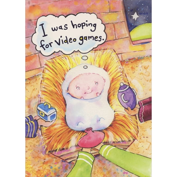 RSVP Baby Jesus: Hoping for Video Games Funny Christmas Card