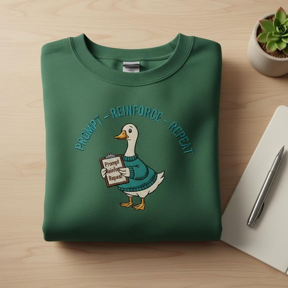 Prompt Reinforce Repeat Embroidered Sweatshirt, ABA Therapist Goose Crewneck, RBT BCBA Therapy Gift