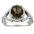 thumbnail image 1 of 14K White Gold Natural Smoky Topaz Ring Oval 9x7mm Diamond Accent, size 7, 1 of 4