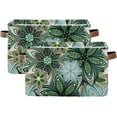 thumbnail image 2 of Coolnut 1 Pack Fabric Storage Basket Boho Green Flowers Closet Storage Bins with Handles Foldable Baskets for Shelves Toy Organizer Home Office Decor Gifts, 2 of 7