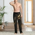 thumbnail image 4 of JUNZAN Men's Pajama Pants Black And Gold Fire Dragon Sleepwear Pants PJ Bottoms Drawstring and Pockets, 4 of 5