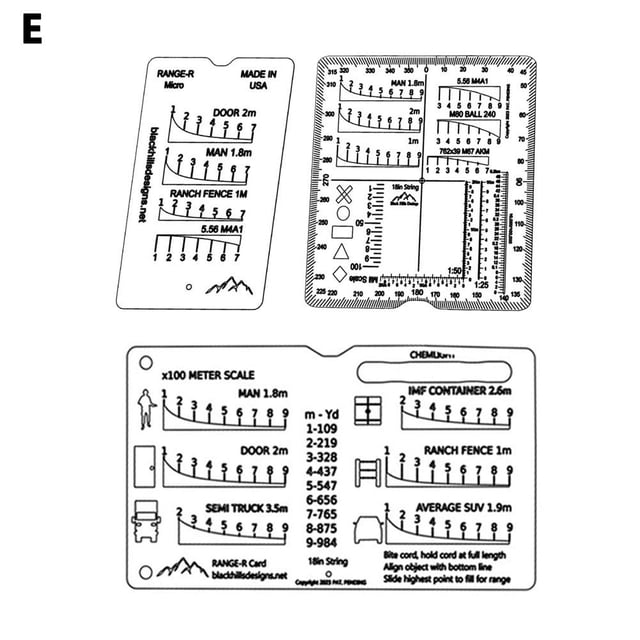 Creative Range-R Card Family Bundle Outdoor Hunting Ruler Template Tool
