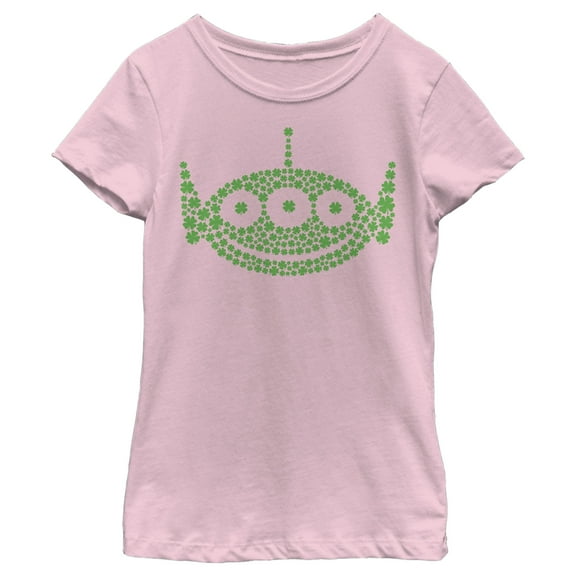 Girl's Toy Story St. Patrick's Day Little Green Men Shamrock Fill  Graphic Tee Light Pink X Small