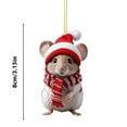 thumbnail image 3 of ABPWLY Christmas Decorations, Cute Mice with Christmas Hat and Scarf Christmas Trees Home Party Car Decor, Holiday Decorations Gifts, 3 of 4