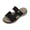 Black, variant on Rokment Womens Comfortable Platform Wedge Slip on Sandals Fashion Breathable Leather Wide Width Chunky Mid Heel Walking Slides Beach Summer Casual Dress Slippers Black Size 6