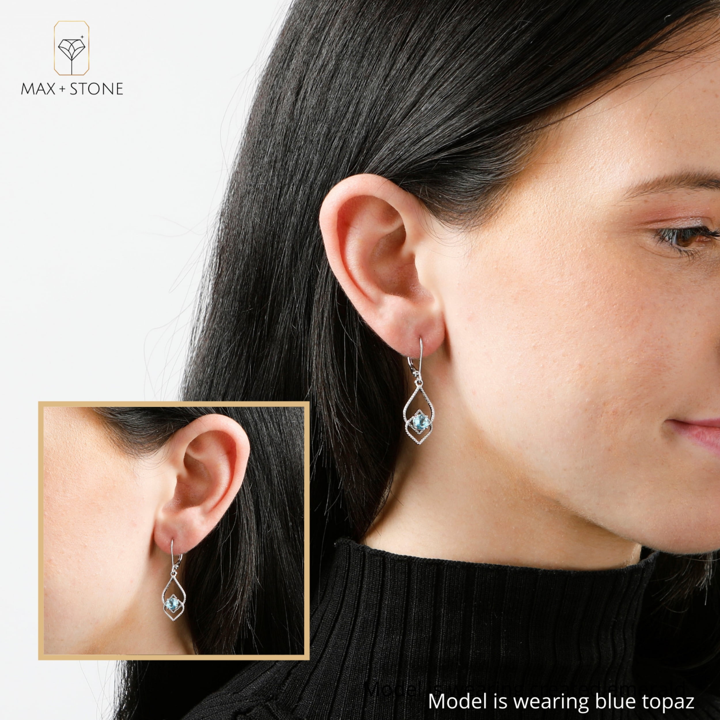 Purple Amethyst Dangle Earrings for Women in 925 Sterling Silver with Leverback and 5mm February Birthstone by MAX + STONE