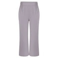 thumbnail image 3 of FUNUONY Lightweight Wide Leg Cropped Pants for Women High Waisted Loose Casual Lounge Travel Work Sweatpants Summer Fashionable Solid Color Loose Cotton Linen Elastic Pleated Wide Leg Pants Grey S, 3 of 9