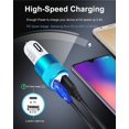 thumbnail image 3 of UTAH-USB C Car Charger Fast Charging, 30W Dual USB Type C Lighter Adapter Cigarette Socket Power Quick Charge Block USBC Cargador Carro Blue LED Light Plug Base Boxed for iPhone, Samsung Galaxy, LG,, 3 of 4
