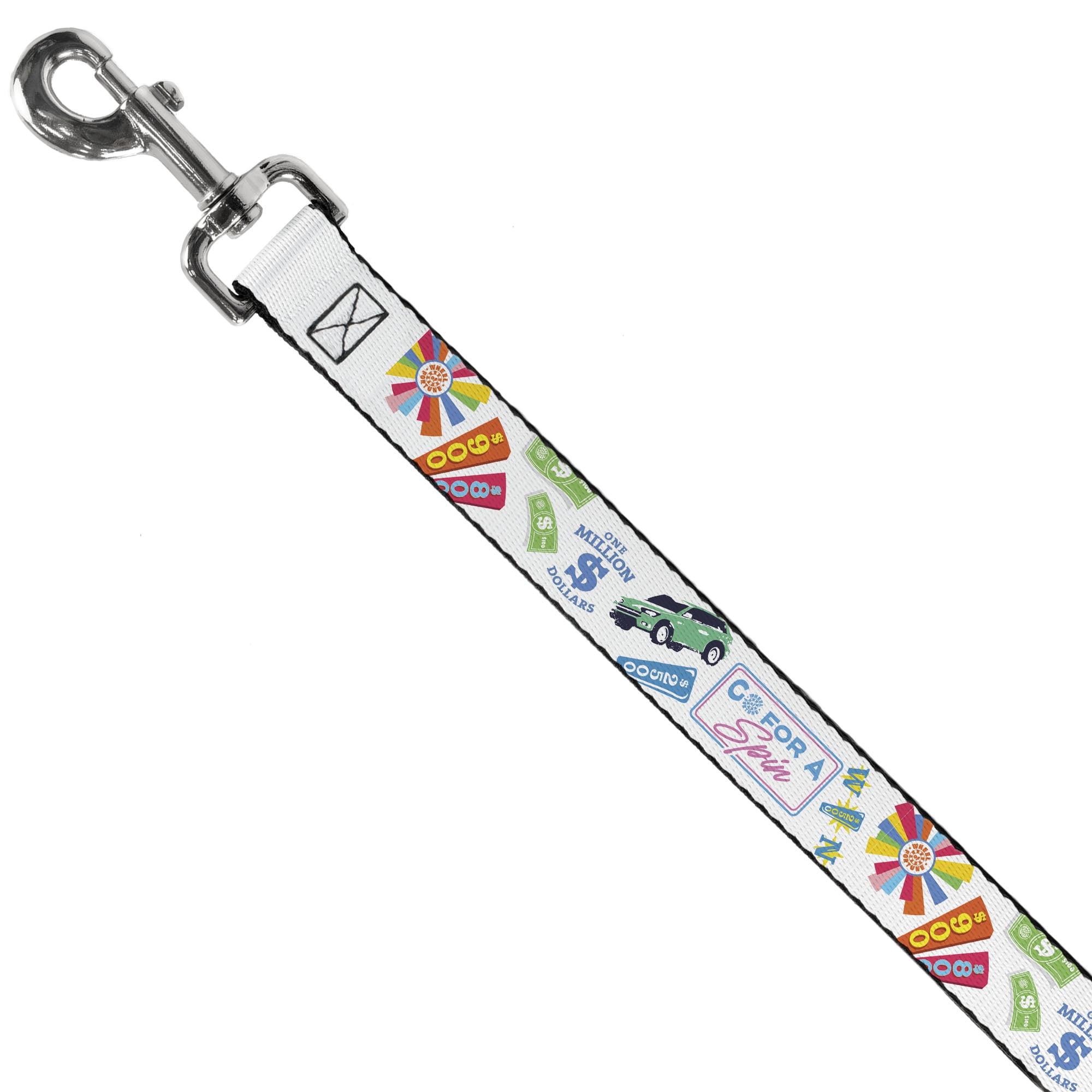 Sony Pictures Pet Leash, Dog Leash, Wheel of Fortune Go For a Spin Prize Collage Multi Color, 6 Feet Long 1.0 Inch Wide