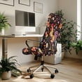 thumbnail image 3 of Whosucclay Rooster Chicken Flower Leaf Pattern Office Chair Cover, Removable Computer Office Chair Cover with Elastic Bottom Universal Rotating Desk High Back Seat Protective Chair Slipcovers-L, 3 of 7