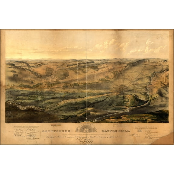 24"x36" Gallery Poster, map of battle field of Gettysburg p13