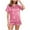 Pink, variant on SwiftWear Women's Light/Dark Blue Satin Pajama Set - 2-Piece Notch Collar Button-Up Shirt & Contrast Trim Shorts with White Piping, Breathable Summer Sleepwear & Loungewear Gift Set