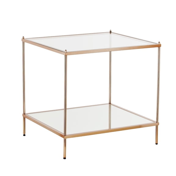SEI Furniture Knox Square Glass Top End Table in Gold