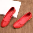 thumbnail image 6 of Women's Flats Ballerina Shoes Slip-on Leather Soft Ballet Comfort Walking Classic Round Toe loafers Red D002Y39 7-7.5 B(M) US, 6 of 7