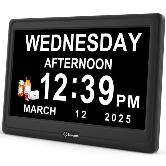 Dementia Clock Soobest de 30 cm con pantalla de fecha, día y hora, 20 recordatorios