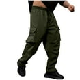 thumbnail image 2 of Zylanna Men's Cargo Pants, with Drawstring Elastic Waist Loose Multi Pockets Straight Leg Pants for Men Army Green, 2 of 8