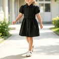 thumbnail image 2 of WERYOUNG Mid Length Girls Dresses Elegant Long Sleeve Lapel Collar Button Down Back To School Dresses For Girls Kids Soft Sundress, 2 of 4
