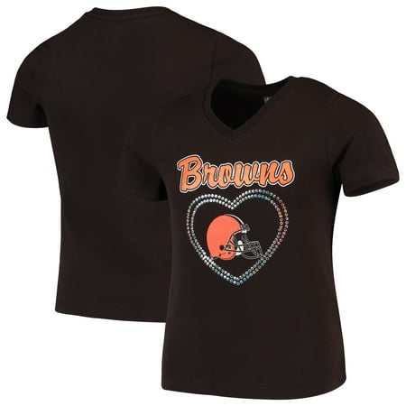 Cleveland Browns Girls Youth Heart Logo V-Neck T-Shirt -