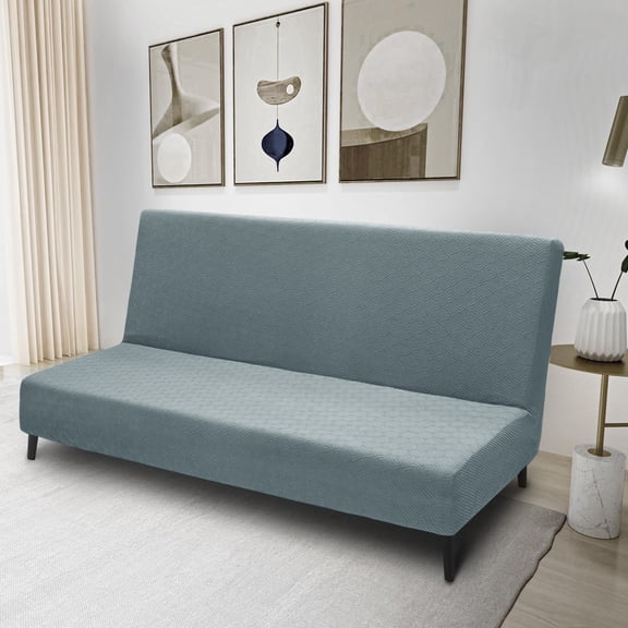 JIATER Futon Slipcovers Stretch Armless Futon Bed Covers Machine Washable Furniture Protector,Light Gray