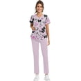 thumbnail image 5 of Women's Plus Size Cross V-Neck Scrub Set - Short Sleeve T-Shirt Workwear with Pockets, Animal Floral Pattern Medical Uniform for Nurses, Breathable and Fun Pink XXXL, 5 of 6