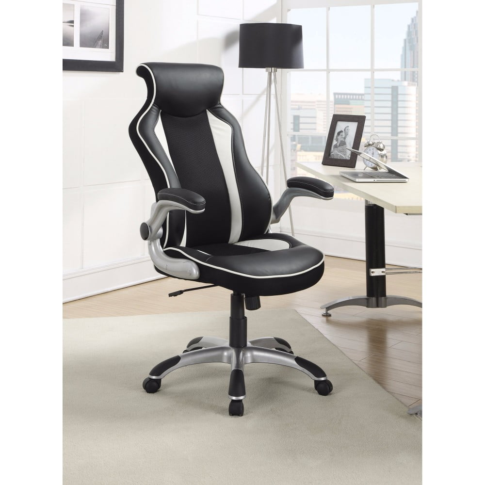 Fancy Executive HighBack Leather Chair, Black/White