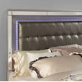 thumbnail image 7 of Contemporary Silver Finish Light Headboard Tufted Leatherette HB Queen Size Bed 4pc Set Dresser Mirror Nightstand Stylish Bedroom Furniture, 7 of 7