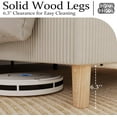 thumbnail image 5 of Historyli FULL Size Bed Frame,Corduroy Upholstered King Bed Frame with Wingback Headboard,No Box Spring Needed,Solid Wooden Slats,Noise Free,White/Wooden Feet, 5 of 7