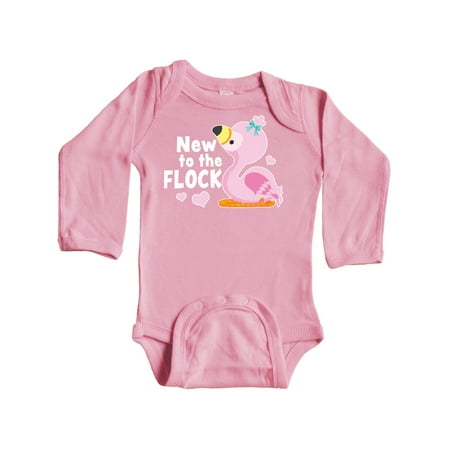 

Inktastic New to the Flock Cute Baby Flamingo Gift Baby Boy or Baby Girl Long Sleeve Bodysuit