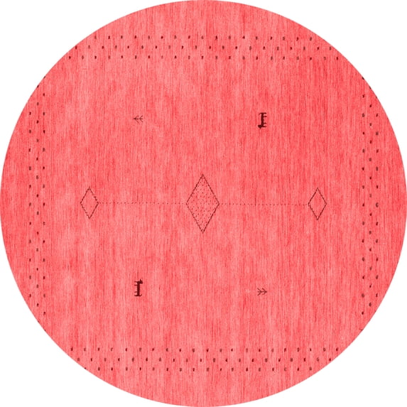 Ahgly Company Indoor Round Abstract Red Contemporary Area Rugs, 6' Round