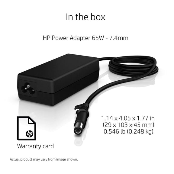 Original HP 19.5V 3.33A 65W Power Adapter AC Charger (7.4mm Barrel) (Not Blue-Tip)