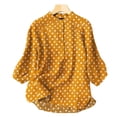 thumbnail image 2 of Outfmvch Cotton Button Down Shirts for Women V Neck Casual Loose Fit Blouses Roll Up Short Sleeve Womens Linen Tops Linen Button Down Shirt Women V Neck Tops Outfits Yellow S, 2 of 4