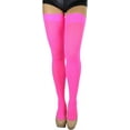 thumbnail image 5 of ToBeInStyle Women's Opaque Nylon Thigh Highs - Neon Pink - One Size, 5 of 6
