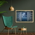 thumbnail image 2 of Nature Wall Art with Frame, Thunder Bolt at Night from Window in a Seaside House Forces of Nature Theme Print, Printed Fabric Poster for Bathroom Living Room, 35" x 23", Blue Grey, by Ambesonne, 2 of 2